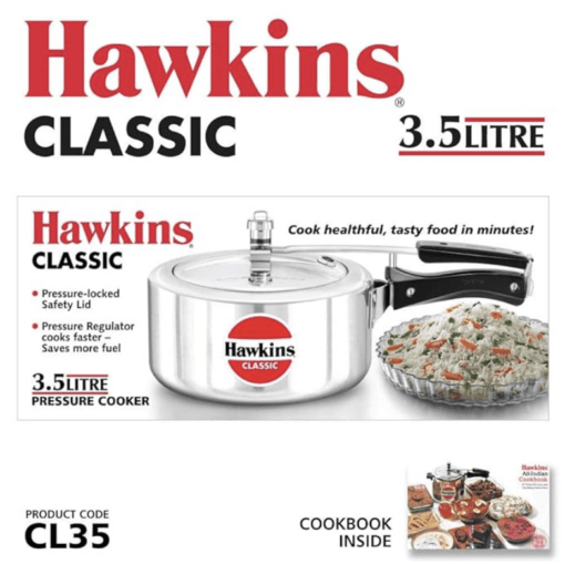 Hawkins Classic 3.5 Litre Aluminium Inner Lid Pressure Cooker, Best Cooker, Silver (CL35) - Image 3